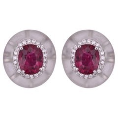 Boucles d'oreilles en or 18 carats, 4.71 carats Rubellite, cristal de roche et diamants