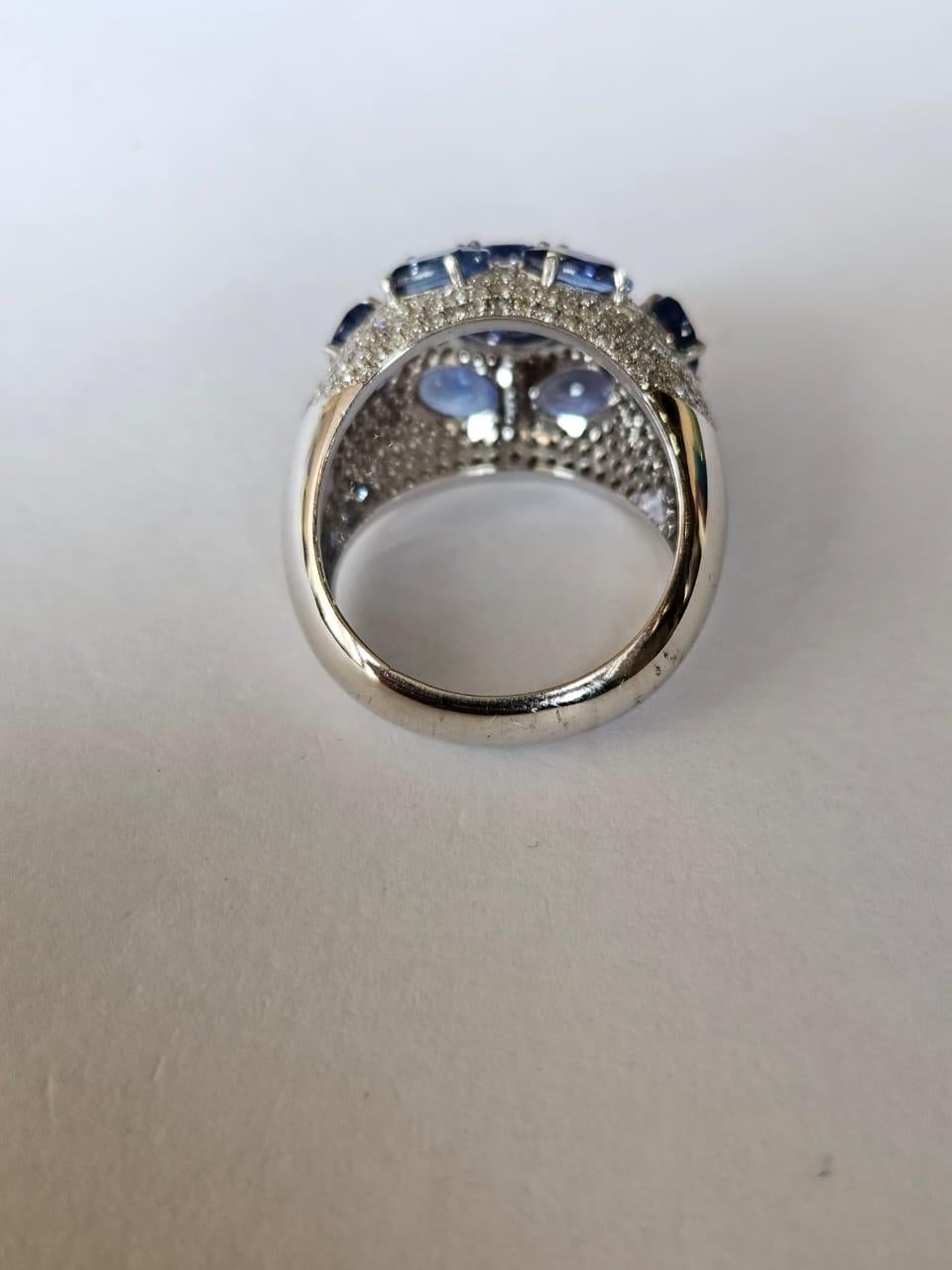 Set in 18K Gold, 5.03 carats Ceylon Blue Sapphires & Diamonds Engagement Ring 1