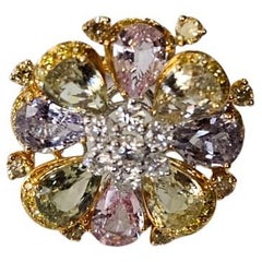 Anello di fidanzamento in oro 18 carati, 6,00 carati, zaffiri multipli di Ceylon e diamanti