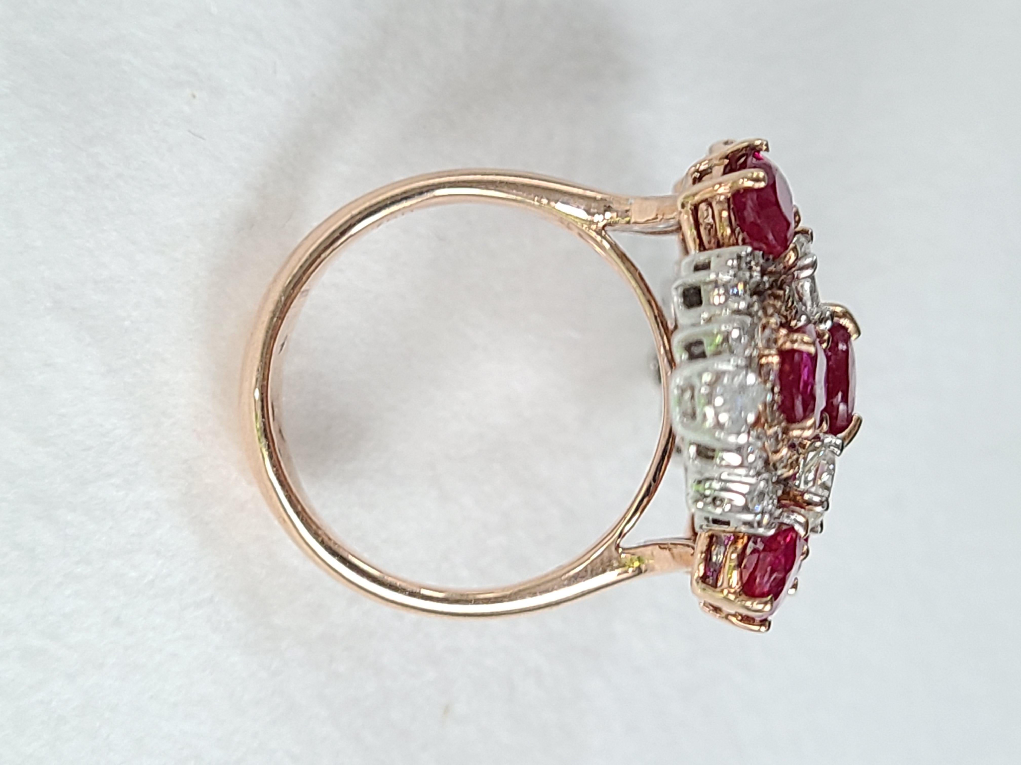 18k Gold 6.10 Carat, Natural Mozambique Ruby and Diamonds Cocktail Ring 1
