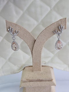 Set in 18K Gold, 7.40 carats Morganite & Diamonds Chandelier Drop Earrings