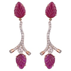 Boucles d'oreilles chandelier en or 18 carats, rubis et diamants du Mozambique de 7,75 carats