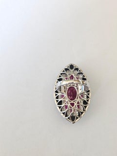 Set in 18K Gold, 8.17 carats, natural Mozambique Ruby & Diamonds Cocktail Ring
