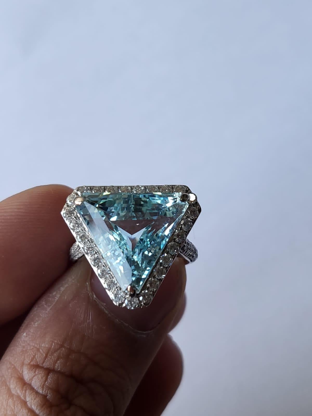 triangle aquamarine ring