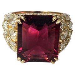 Set in 18K Gold, 9.17 carats Rubellite & Yellow Diamond Engagement Cocktail Ring