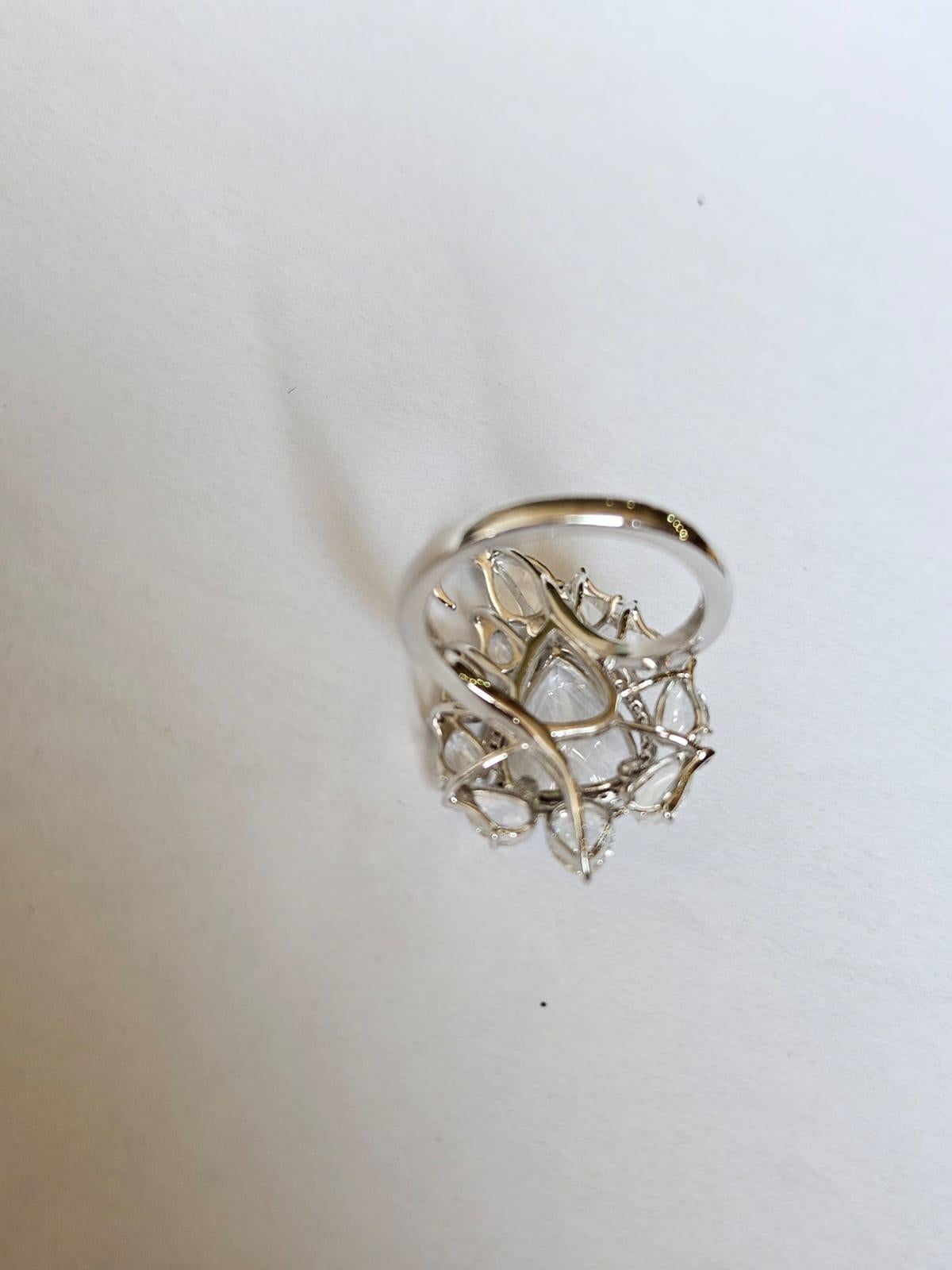 Verlobungsring aus 18 Karat Gold, Art-déco-Stil, 3,15 Karat Diamanten im Rosenschliff (Art déco) im Angebot