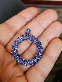 Set in 18K Gold & Blue Rhodium, 9.16 carats, Tanzanite Pendant Necklace