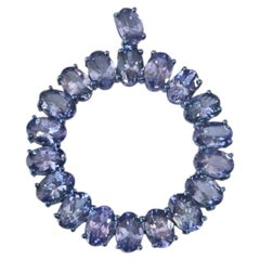 Set in 18K Gold & Blue Rhodium, 9.16 carats, Tanzanite Pendant Necklace
