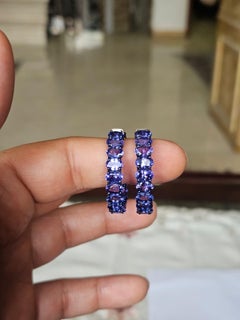 Boucles d'oreilles en or 18 carats et rhodium bleu, Tanzanite