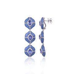 Set in 18K Gold, Ceylon Blue Sapphires, Blue Opals & Diamonds Chandelier Earring