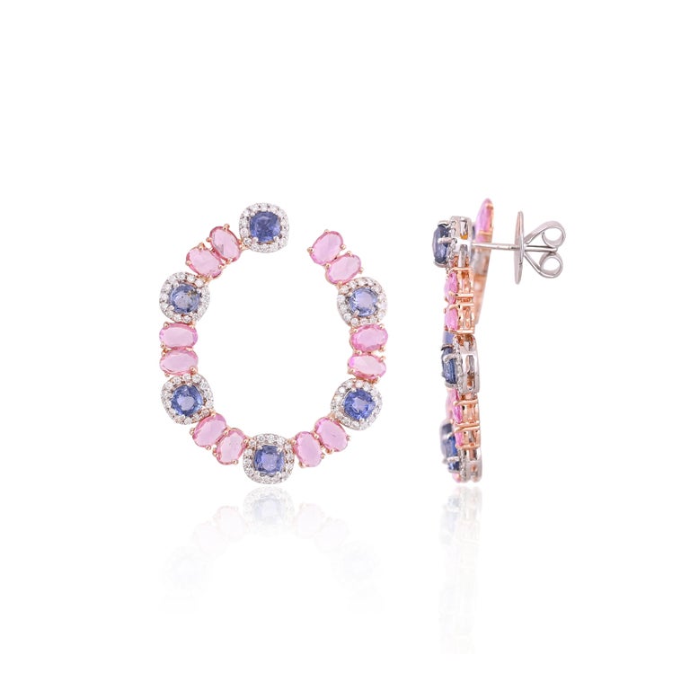 Set in 18K Gold, Ceylon Blue Sapphires, Pink Sapphires and Diamonds