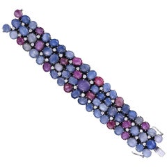 18k gold Multicolour Ceylon Star Sapphire and Diamond Flexible Bracelet