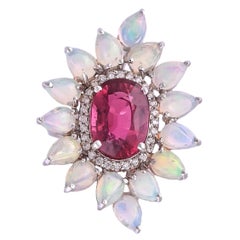Set in 18K Gold, Natural 5.67 Carats Rubellite, Opal
Diamonds Cocktail Ring Set in 18K Gold, Natural 5.67 Carats Rubellite, Opal
Diamonds Cocktail Ring