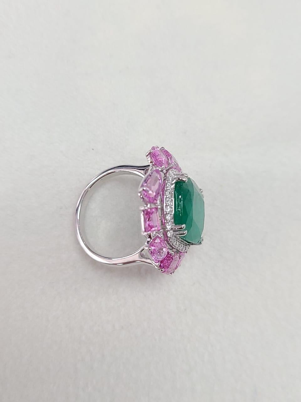 emerald and pink sapphire ring