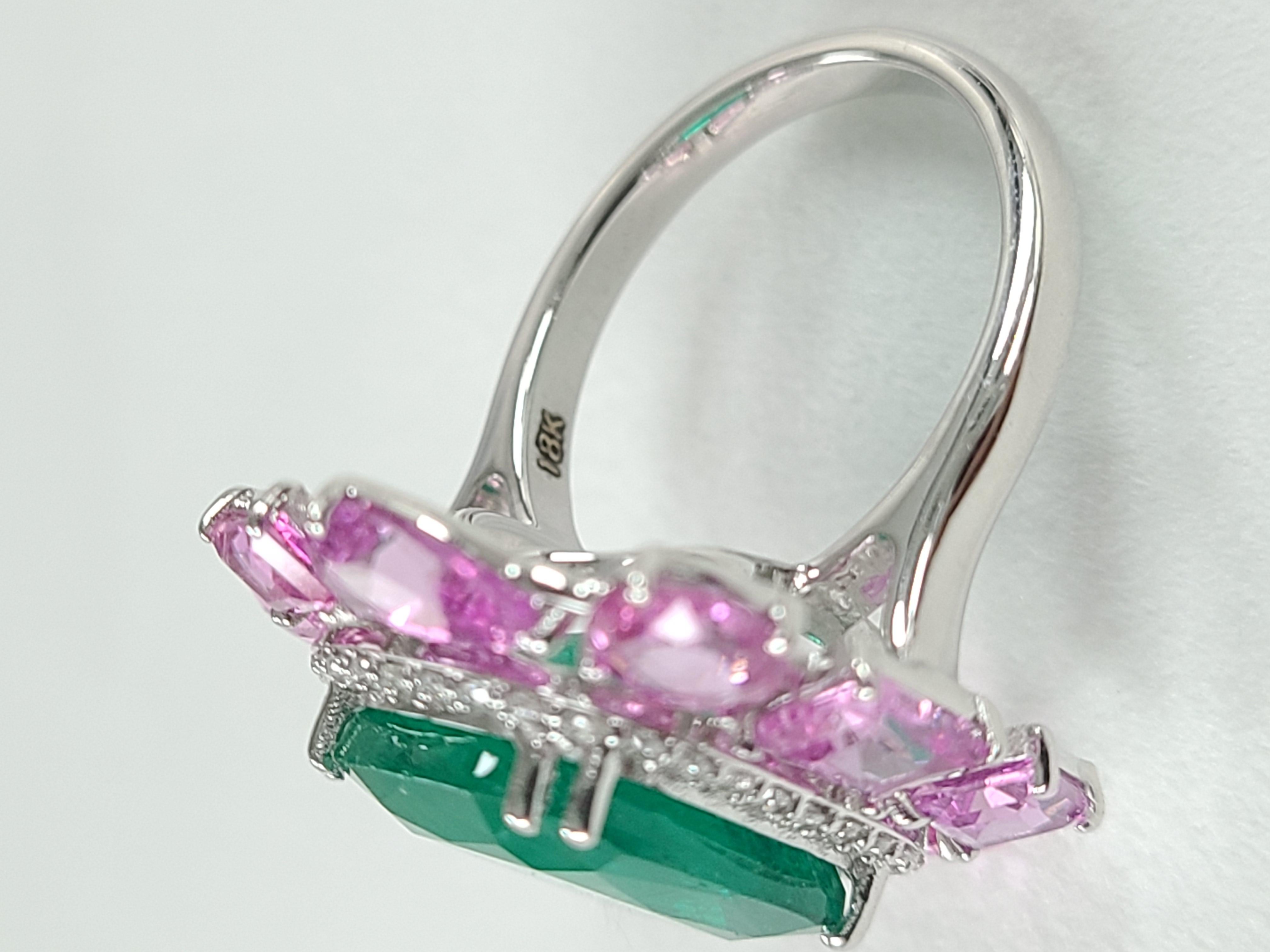 pink sapphire and emerald ring