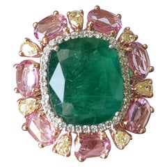 Set in 18K Gold, Natural Zambian Emerald, Pink Sapphire
Diamonds Cocktail Ring Set in 18K Gold, Natural Zambian Emerald, Pink Sapphire
Diamonds Cocktail Ring