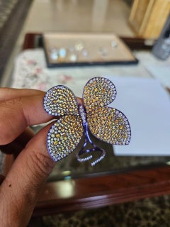 Set in 18K Gold & Titanium, Yellow Sapphires & Diamonds "Flutter" Butterfly Ring