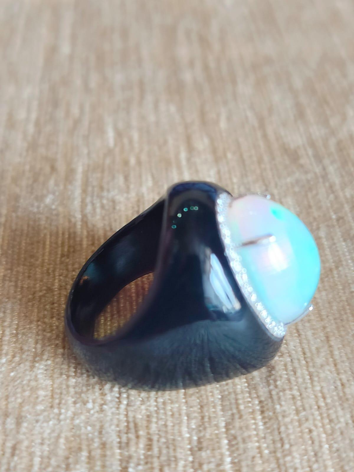 opal and black onyx ring