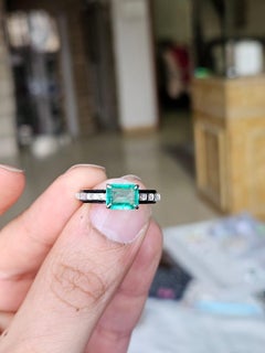 Set in 18K Gold, Zambian Emerald, Black Enamel & Diamonds Engagement Ring