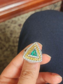 Set in 18K Gold, Zambian Emerald, Yellow Sapphires & Diamonds Engagement Ring