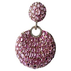 Set in 18K Rose Gold, 15.12 cts Ceylon Pink Sapphires 
Diamond Pendant Necklace