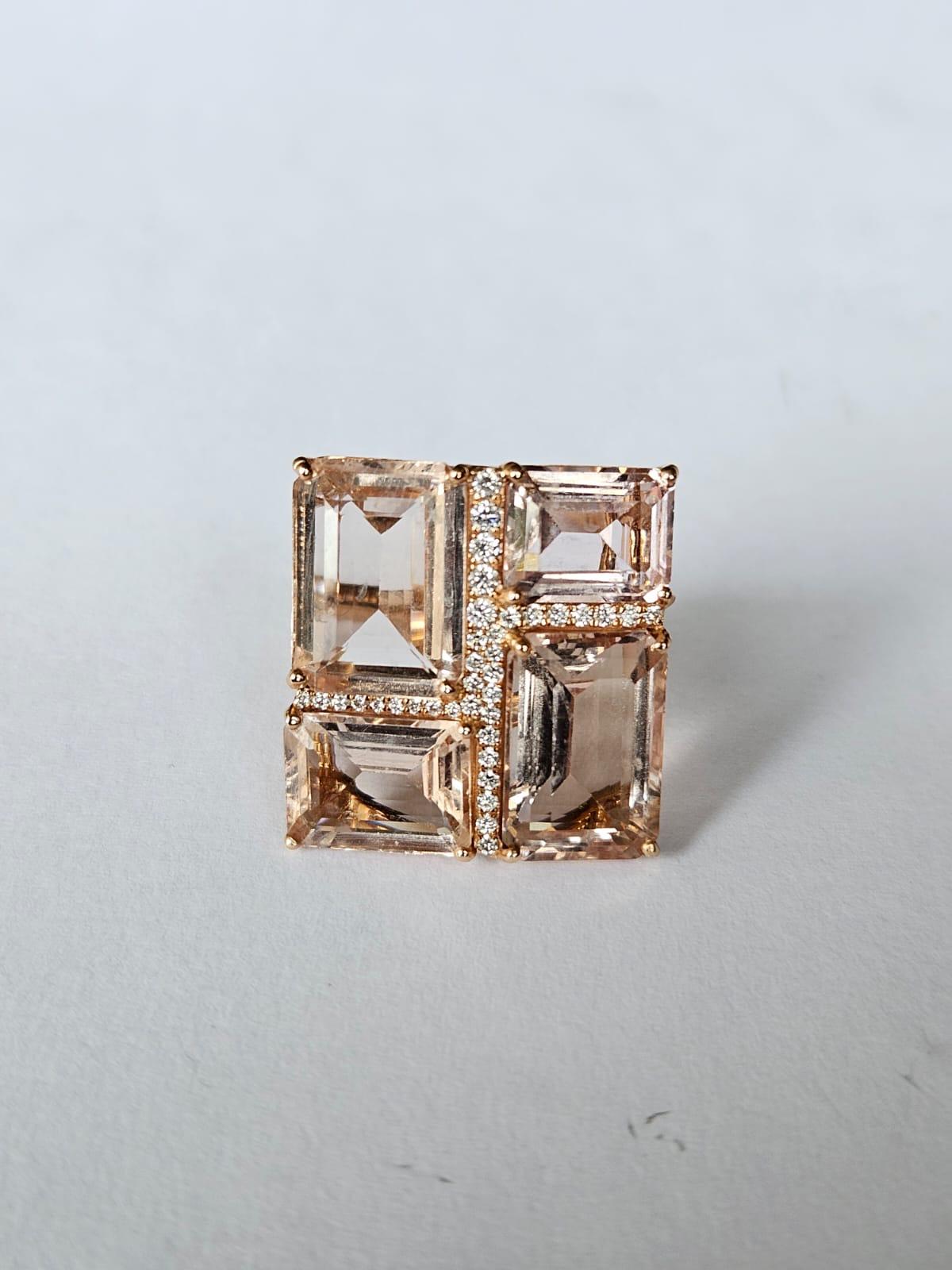 Anello da cocktail con morganite e diamanti, 15,84 carati, in oro rosa 18 carati In condizioni Nuovo in vendita a Hong Kong, HK