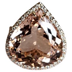 Set in 18k Rose Gold, 16.21 Carats Morganite & Diamonds Engagement/Cocktail Ring
