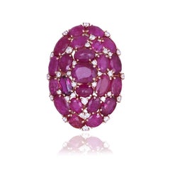 Set in 18K Rose Gold, 17.86 carats, Mozambique Ruby & Diamonds Cocktail Ring