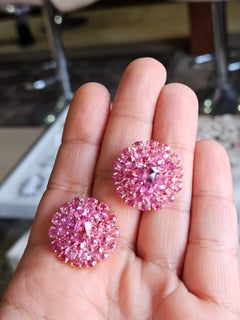 Boucles d'oreilles modernes en or rose 18 carats, 17,97 carats, saphirs roses de Ceylan