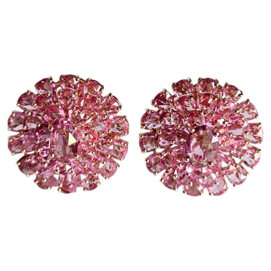 Set in 18K Rose Gold, 17.97 carats, Ceylon Pink Sapphires modern Stud Earrings