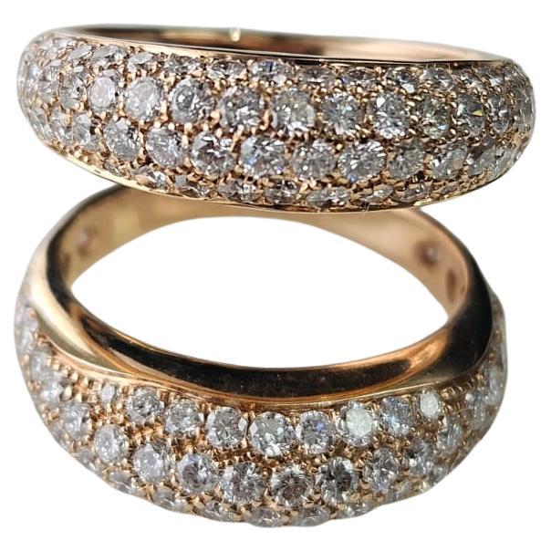 Anello da cocktail con diamanti naturali incastonati in oro rosa 18 carati, 2,00 carati