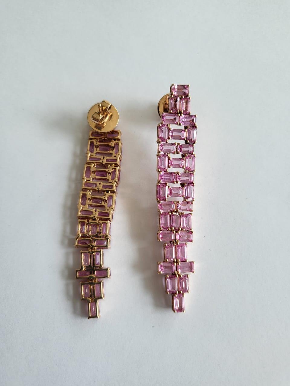 Modern Set in 18k Rose Gold, 20.97 Carats, Ceylon Pink Sapphires Chandelier Earrings For Sale