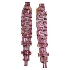 Orecchini a lampadario con zaffiri rosa di Ceylon incastonati in oro rosa 18k, 20,97 carati