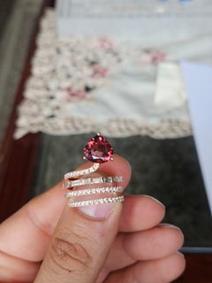 Set in 18K Rose Gold, 3.10 carats, Tourmaline & Diamonds Engagement Ring