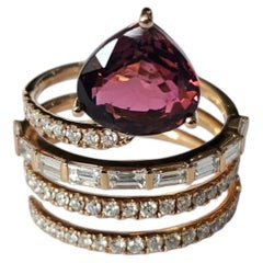 Set in 18K Rose Gold, 3.10 carats, Tourmaline & Diamonds Engagement Ring
