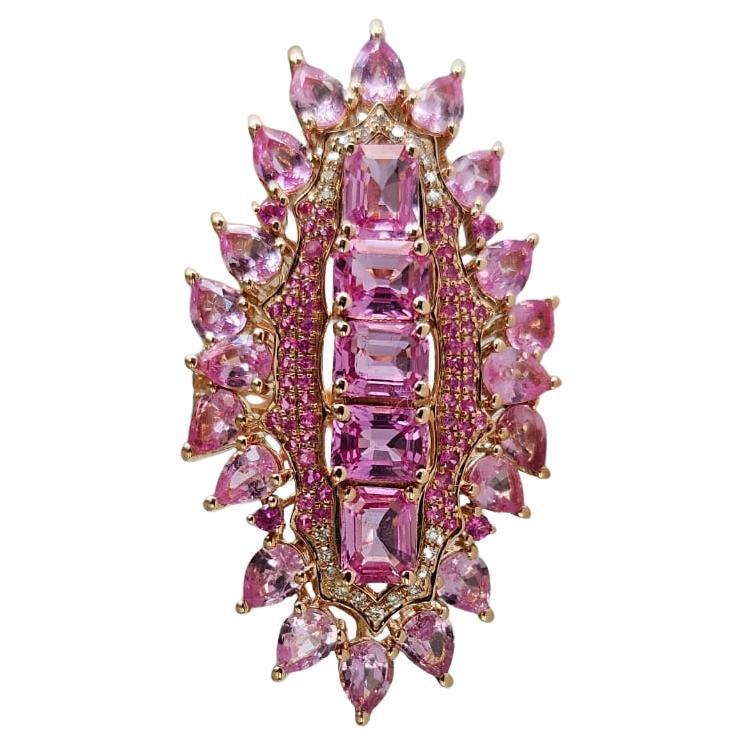 Cocktailring aus 18 Karat Roségold, 5,86 Karat Ceylon Pink Sapphires & Diamanten