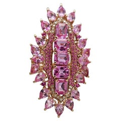 Cocktailring aus 18 Karat Roségold, 5,86 Karat Ceylon Pink Sapphires & Diamanten