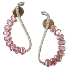 Set in 18K Rose Gold, 6.27 Carats, Pink Sapphire & Diamonds Chandelier Earrings