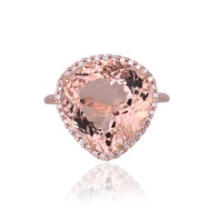 Anello di fidanzamento in oro rosa 18 carati, 8,21 carati, con morganite e diamanti