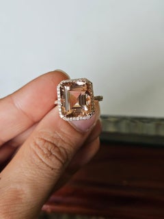 Set in 18K Rose Gold, 9.59 carats, Morganite & Diamonds modern Engagement Ring