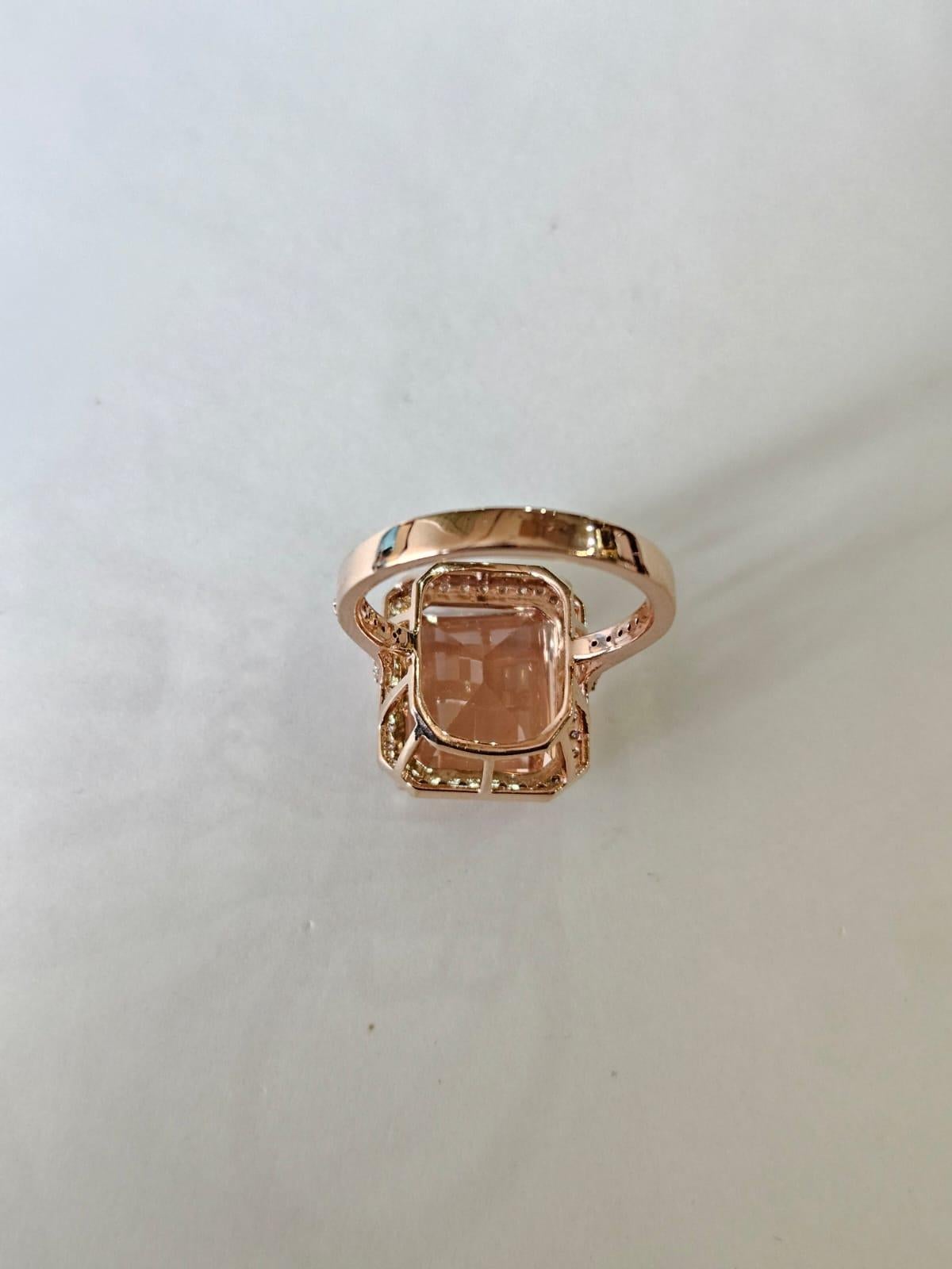 Bague de fiançailles moderne en or rose 18 carats, 9,59 carats, Morganite et diamants Neuf - En vente à Hong Kong, HK