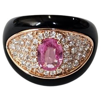 Set in 18K Rose Gold, Ceylon Pink Sapphire, Black Onyx
Diamond Engagement Ring