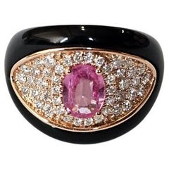 Set in 18K Rose Gold, Ceylon Pink Sapphire, Black Onyx
Diamond Engagement Ring