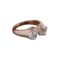 Set in 18 Karat Rose Gold, Fancy Shape, Pressure Setting Diamond Cluster Ring