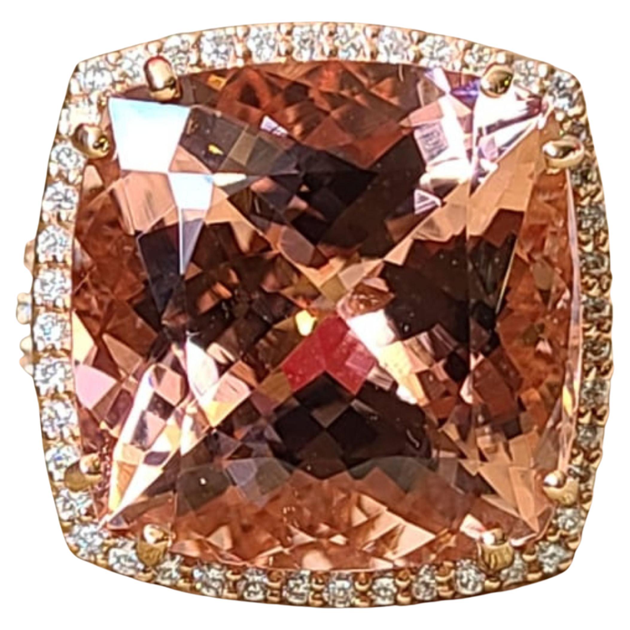 Set in 18K Rose Gold, Natural Morganite & Diamonds Engagement / Cocktail Ring