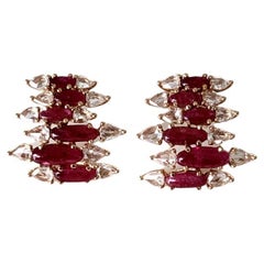 Ohrstecker aus 18 Karat Roségold mit natürlichen Rubinen und Diamanten im Rosenschliff
