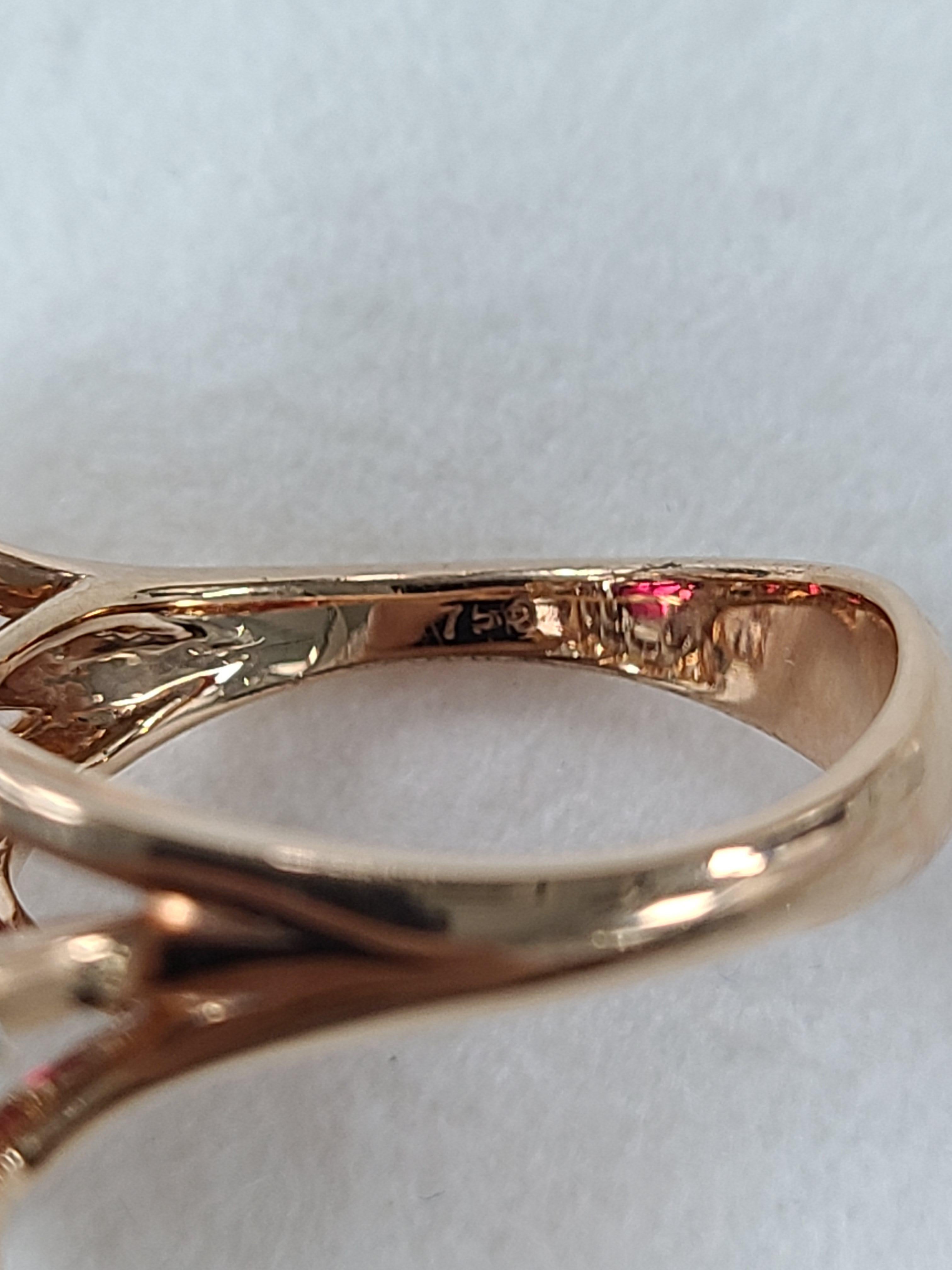 Oval Cut 18 Karat Rose Gold Rubellite and Morganite Ring with Diamonds