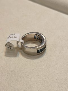Set in 18K white Gold, 0.50 carats, Blue Sapphires & Diamonds Band Ring