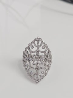 Set in 18K Weißgold, 1,00 Karat, natürliche Diamanten Cocktail-Ehering