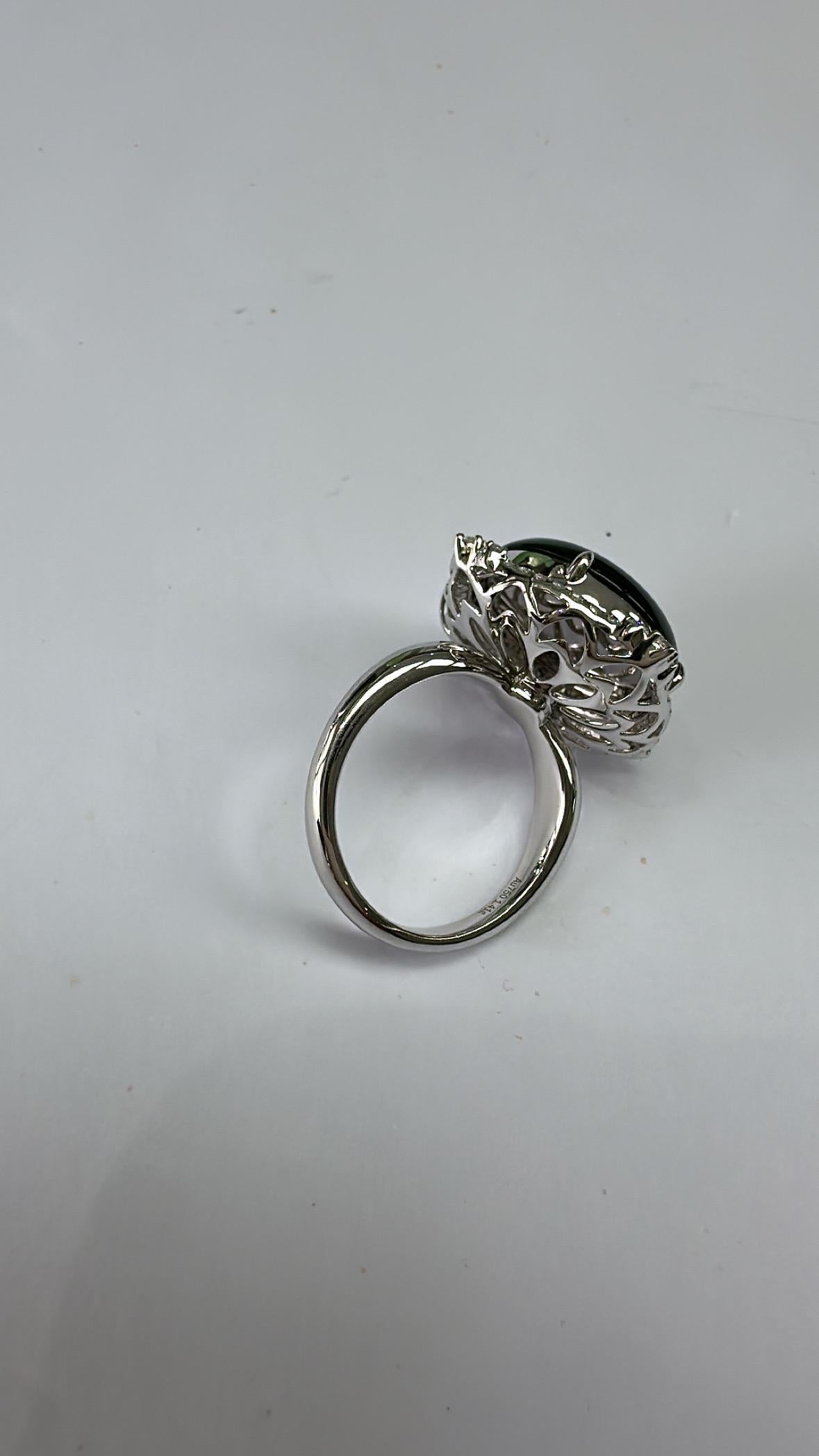 Verlobungsring aus 18 Karat Weißgold, 10,07 Karat, Jadeit, Jade und Diamanten im Angebot 2